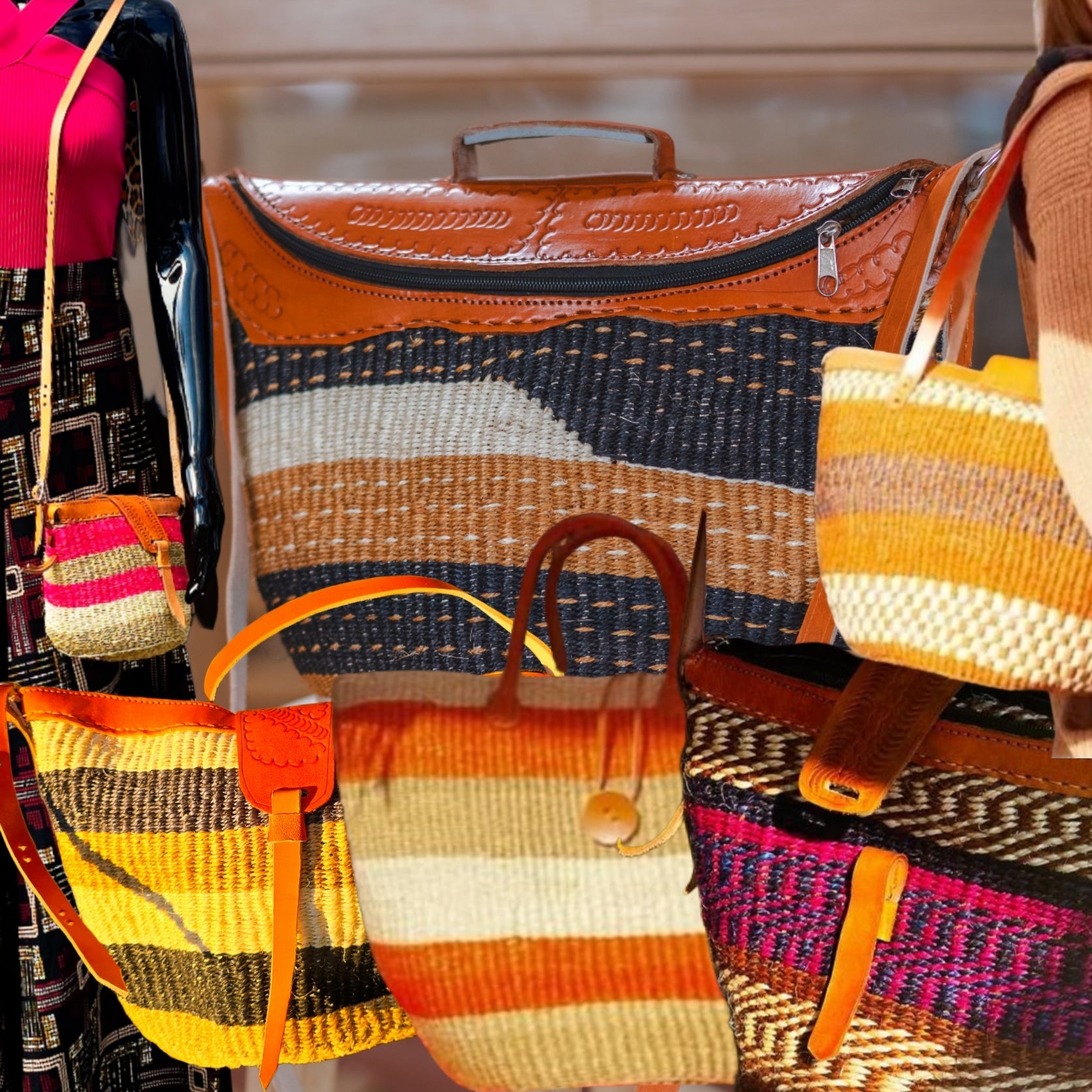 Sisal Leather Bags