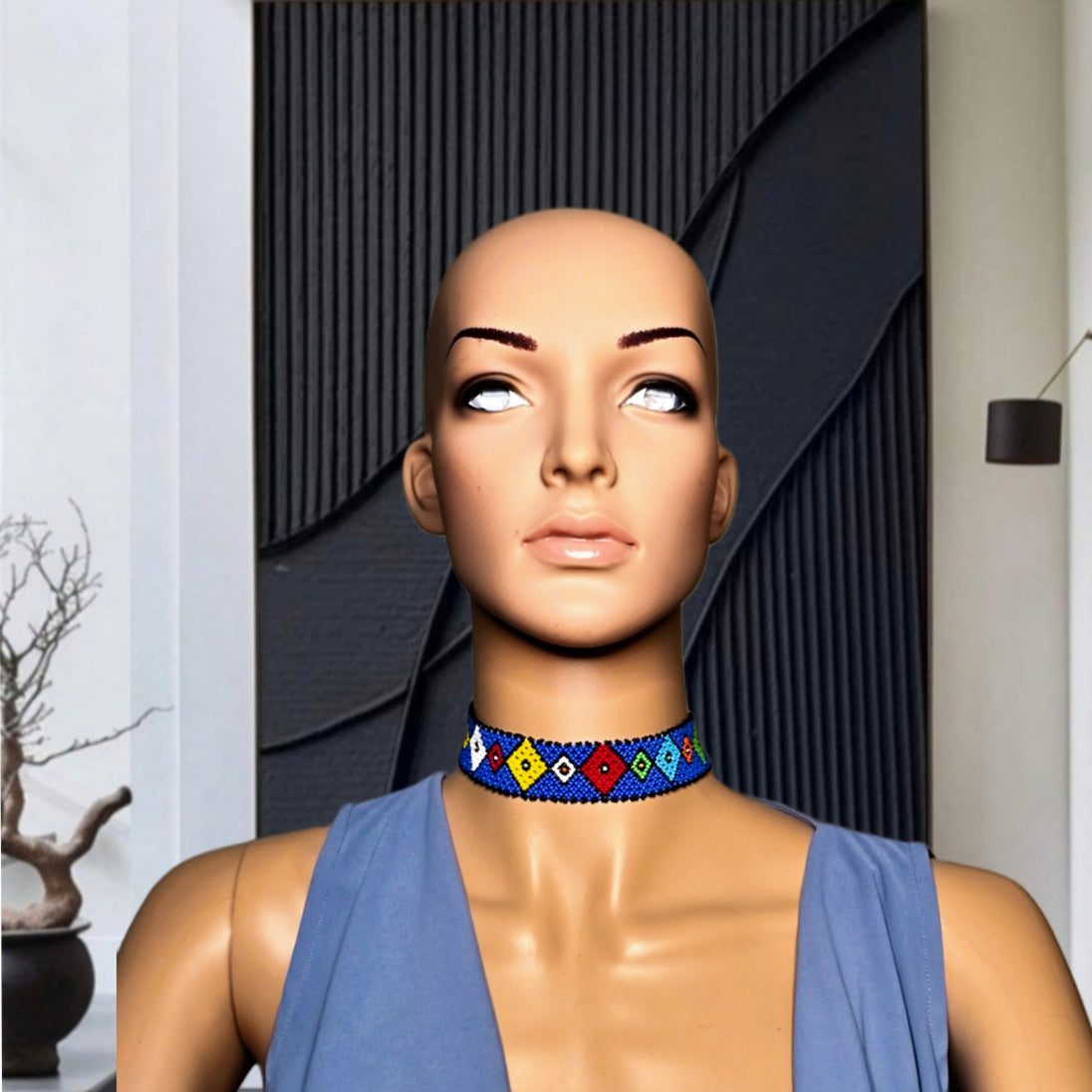 choker on a deep v outfit